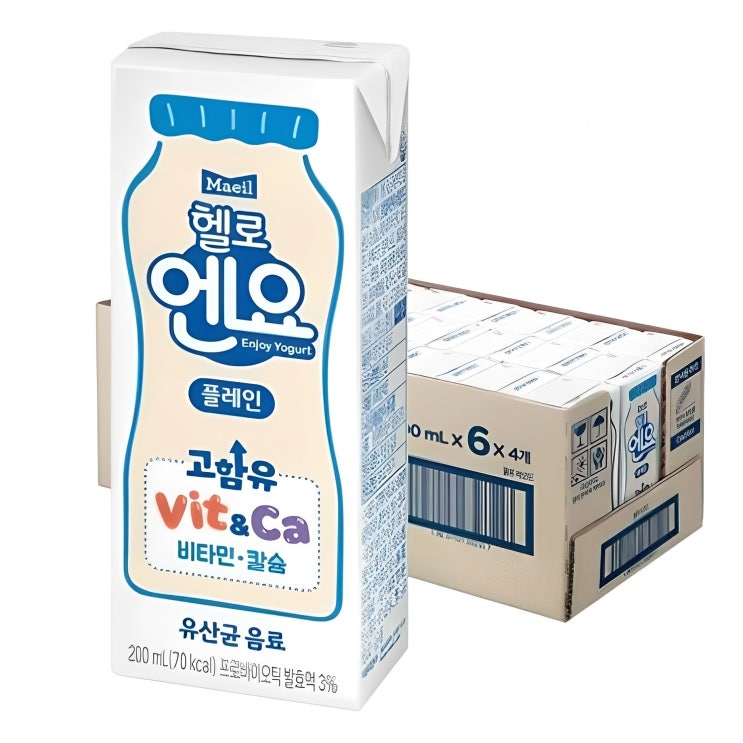  엔요 유산균음료 플레인, 200ml, 24개