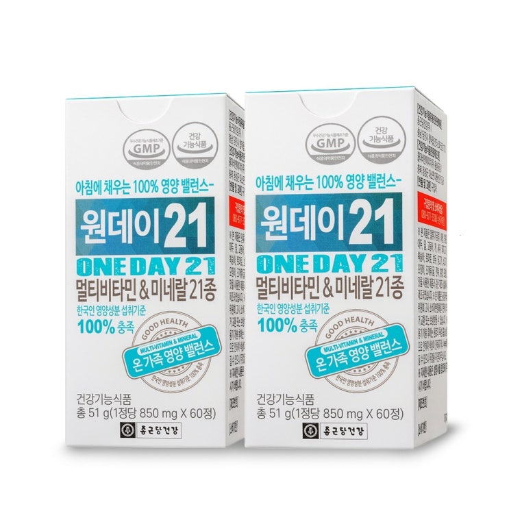  종근당건강 원데이21 멀티비타민 & 미네랄, 60정, 2개