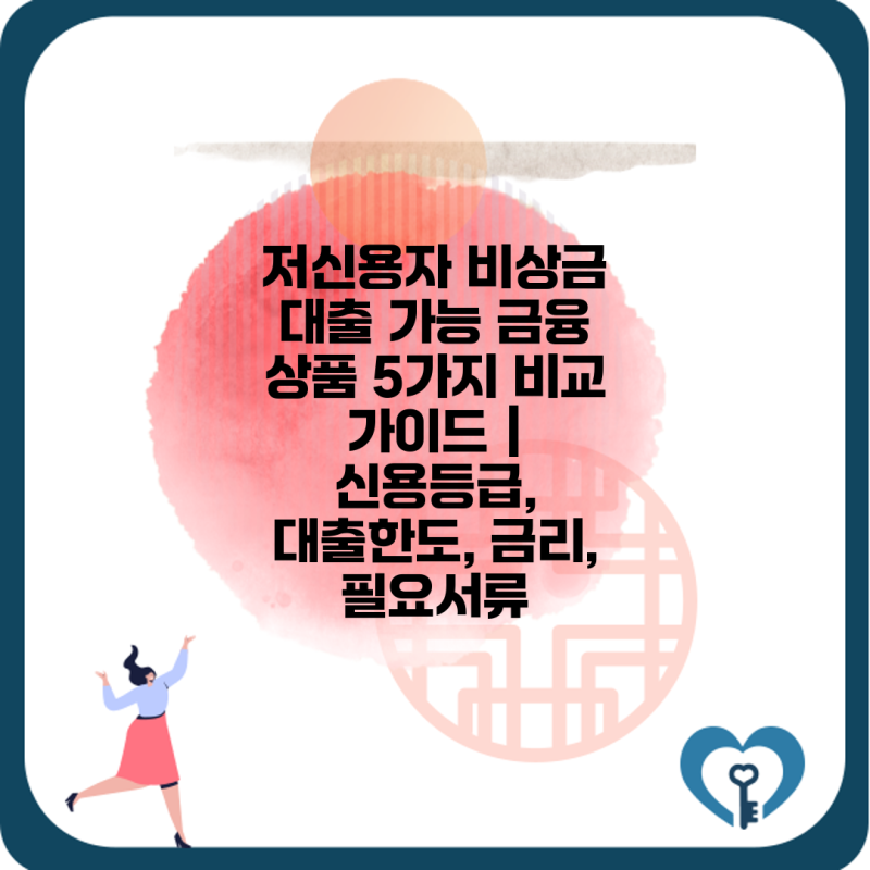 저신용자 비상금 대출 가능 금융 상품 5가지 비교 가이드 | 신용등급, 대출한도, 금리, 필요서....