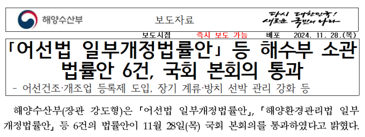  어선건조·개조업 등록제 (시행 : 2025. 12. 21)
