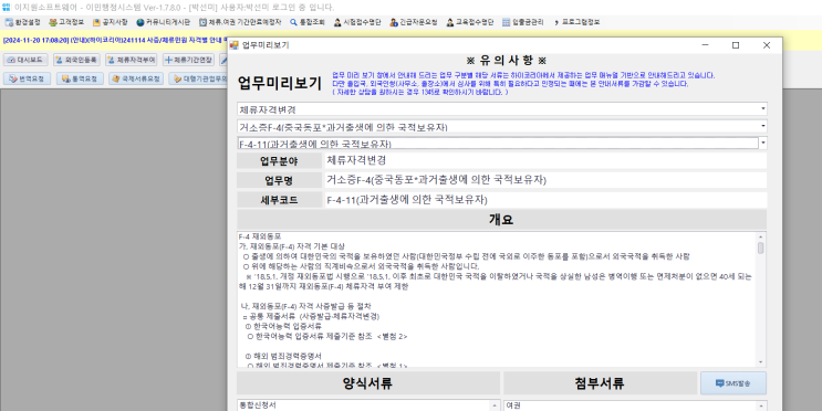  출입국 업무대행/이민행정시스템