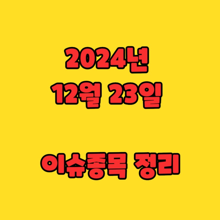  2024년 12월 23일 이슈종목 정리