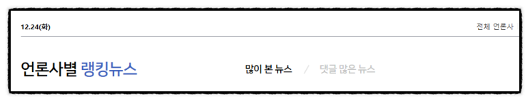 제목으로 간추린 새벽  언론 랭킹 모아 뉴스  24.12.24.TUE