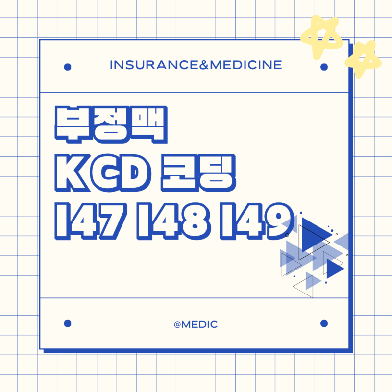 부정맥 관련 KCD 코딩 진단명 I47 I48 I49