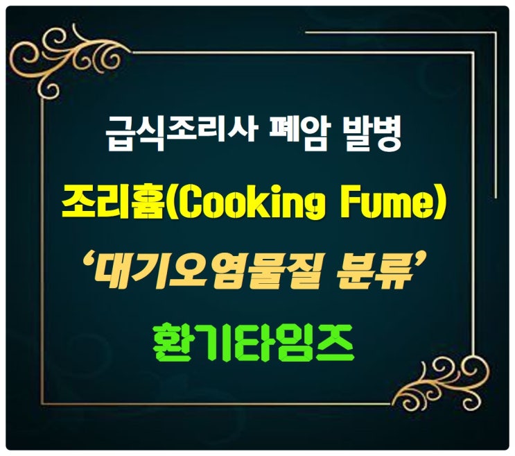 급식조리사 폐암 발생의 원인_조리흄 대기오염물질 분류_환기타임즈 급식조리사 폐암 발생의 원인_조리흄 대기오염물질 분류_환기타임즈