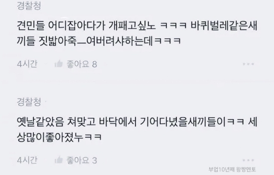 <b>경찰 블라인드</b> <b>시위</b> 시민 바퀴벌레 견민 조롱 글 논란