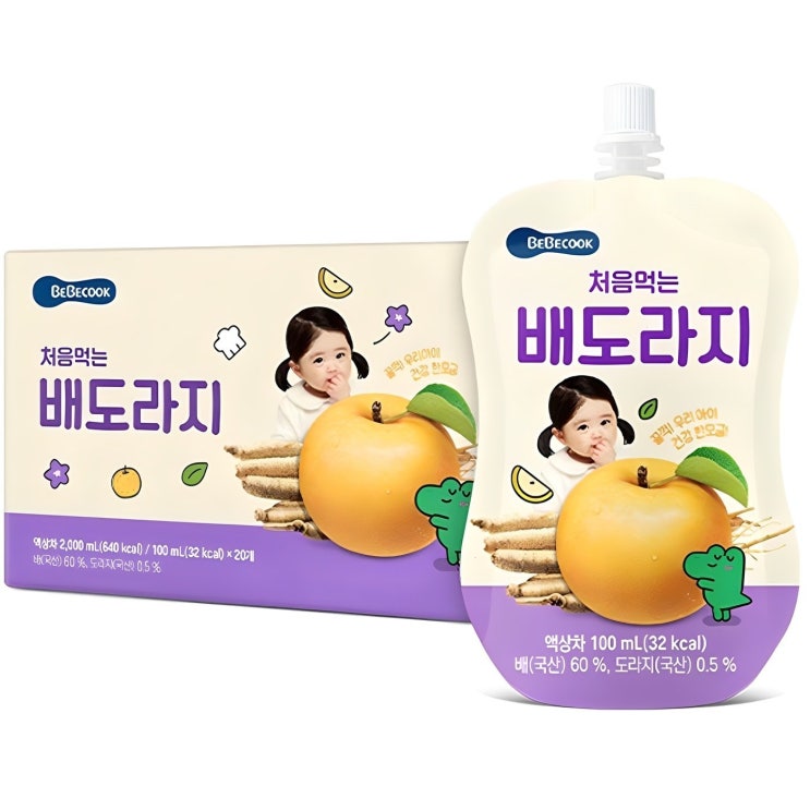  베베쿡 처음 먹는 배도라지 유아 음료, 100ml, 20개