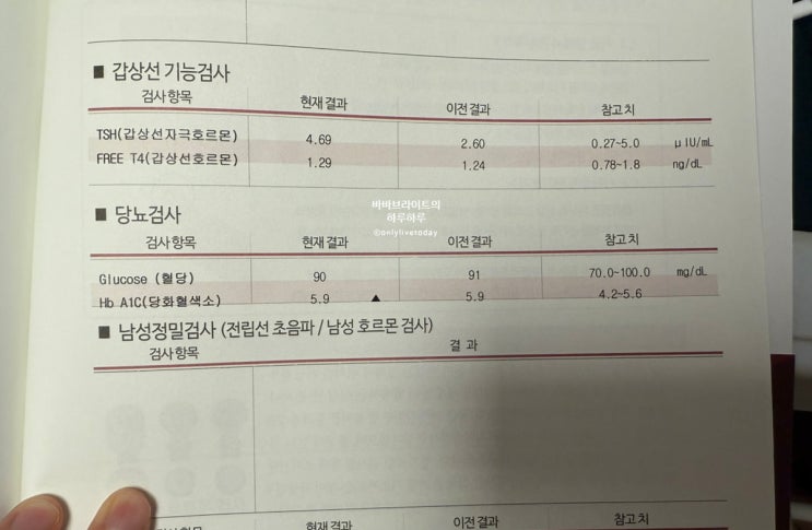  당화혈색소 5.9에서 5.4 1년 후기