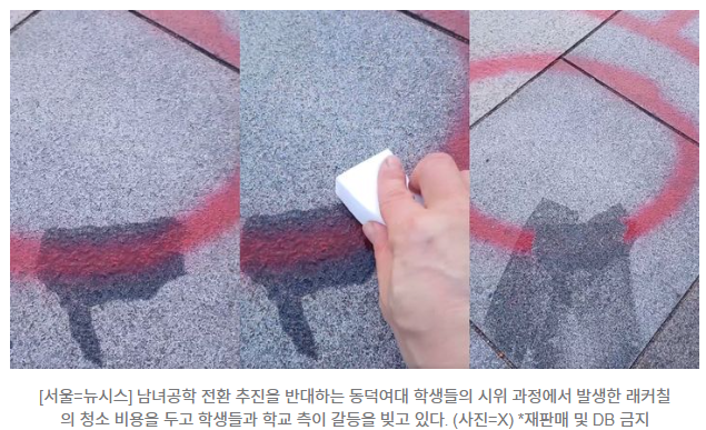 [동덕여대 락카 지우기]서울 성북구 <b>동덕여대 래커칠</b> 복구비용... 