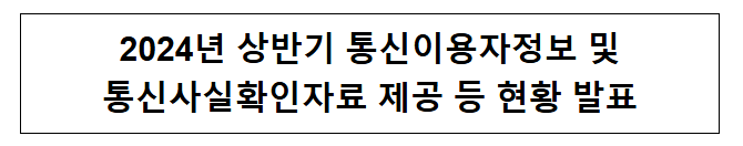 2024년 상반기 통신이용자정보 및통신사실확인자료 제공 등 현황 발표 2024년 상반기 통신이용자정보 및통신사실확인자료 제공 등 현황 발표