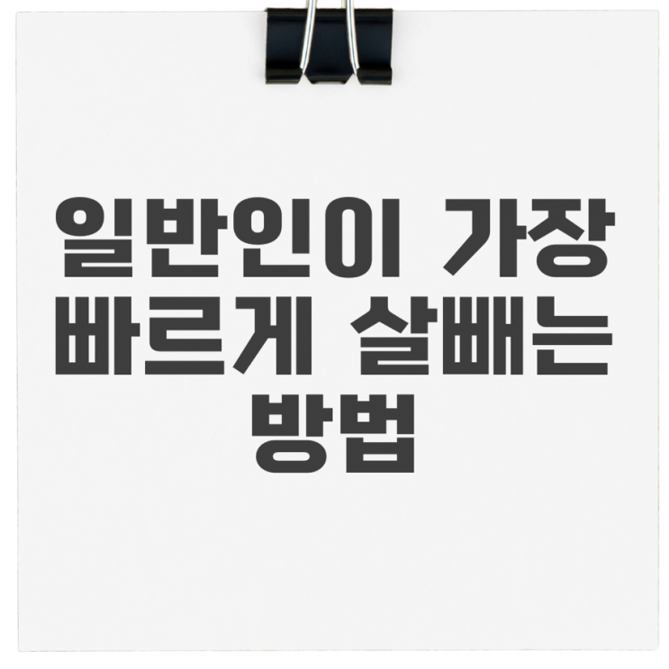  일반인이 맨몸으로 가장 빠르게 살빼는 현실적인 방법
