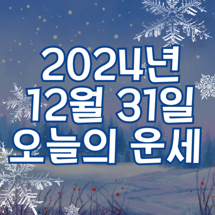  2024년 12월 31일 운세 오늘의운세 띠별운세