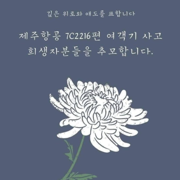 <b>제주항공 여객기 참사 희생자</b>를 추모 합니다.