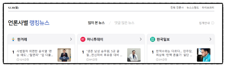 2025년은 을사년 제목으로 간추린 아침 ️ 언론 랭킹... 