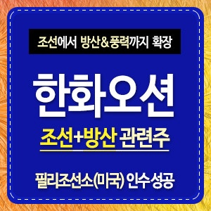 조선주 한화오션 주가 미국 <b>필리조선소</b> 인수와 풍력 설치선 수주