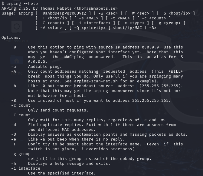  Kali Linux HOST alive 툴 'arping' v0.2