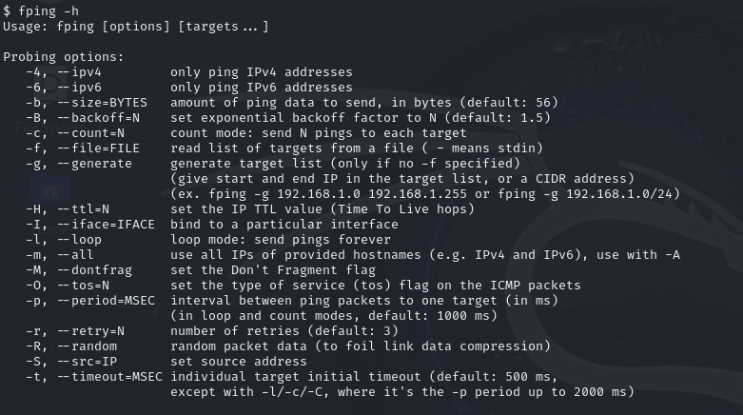  Kali Linux HOST alive 툴 'fping' v0.2