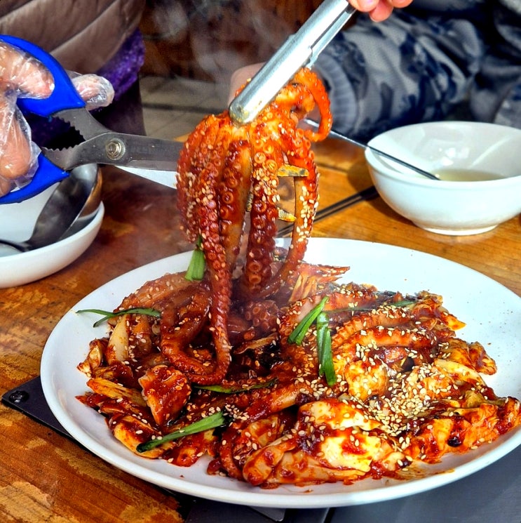  신사역 점심 통통 매콤 산낙지 보양식 신사뻘낙지