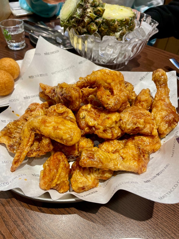 간장치킨 치즈볼 파인애플샤베트 주말치킨파티 맛닭꼬천안쌍용점 / 천안식후감