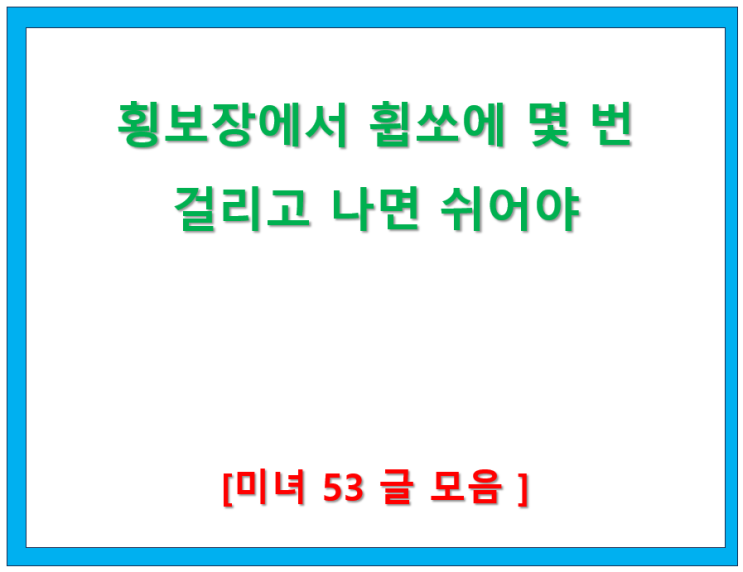  39.횡보장에서 휩쏘에 몇 번 걸리고 나면 쉬어야 [미녀53 글모음]
