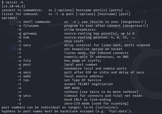  Kali Linux HOST 분석 툴 'netcat' v0.2