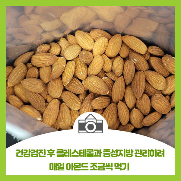  건강검진 후 콜레스테롤과 중성지방 관리하려 매일 아몬드 조금씩 먹기