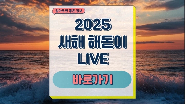  2025년 새해 일출 해돋이 라이브 실시간 명소 시간