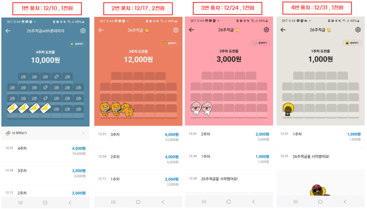  카카오뱅크 26주 적금 풍차돌리기_4주차 롯데리아