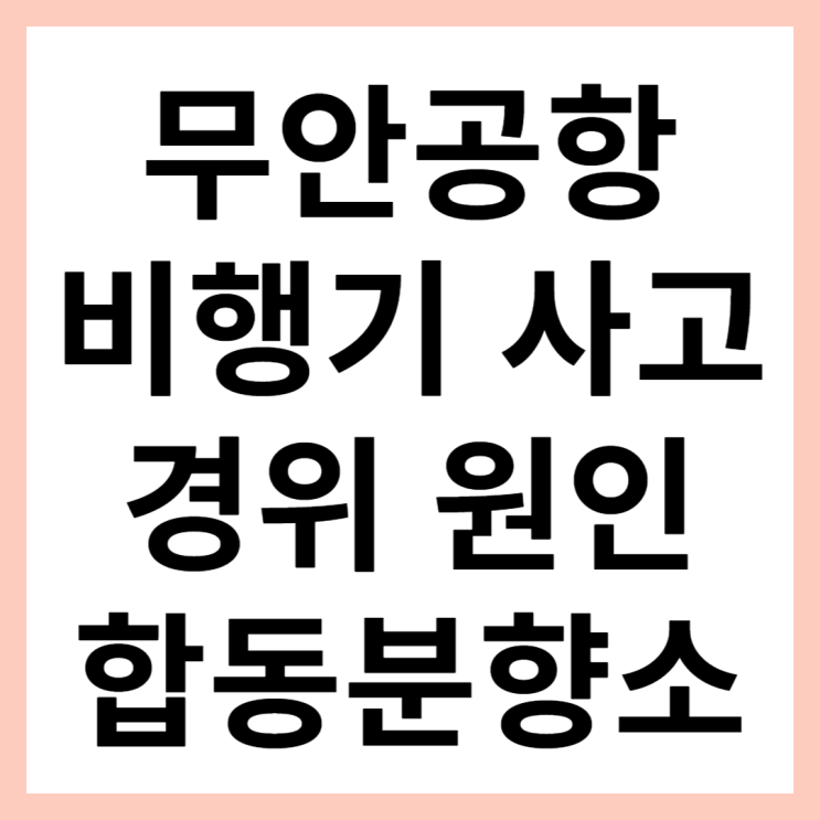 <b>무안공항</b> 비행기 사고 경위 원인(전국 <b>합동분향소</b> 주소 운영시간)