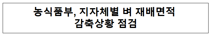 농식품부, 지자체별 벼 재배면적 감축상황 점검 농식품부, 지자체별 벼 재배면적 감축상황 점검