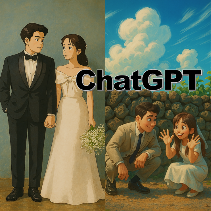  챗GPT 지브리 픽사 이미지생성 프롬프트 결혼사진