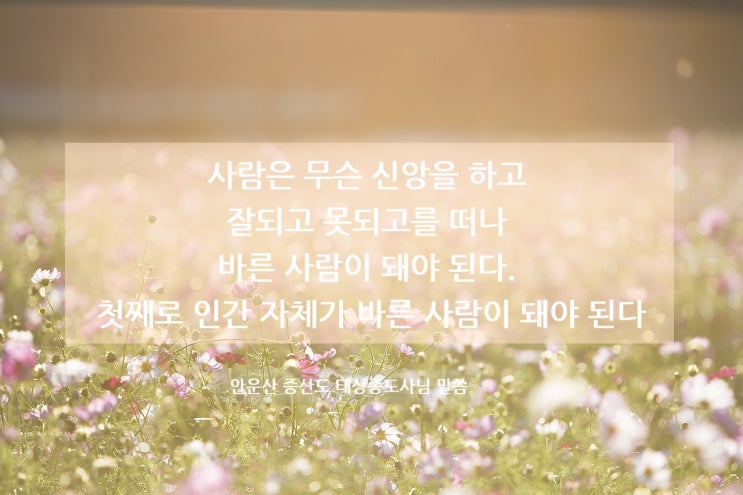  내가 좋아하는 안운산 증산도 태상종도사님 말씀-"바른 사람이 되어라"