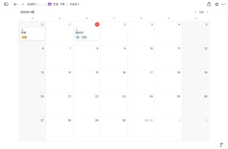  [운동일기] 85.새 종목 추가 (등-이두)