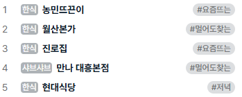  대흥동 찐맛집 베스트 5 농민뜨끈이, 월산본가, 진로집, 만나 대흥본점, 현대식당