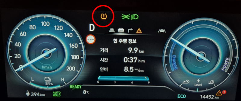 캐스퍼 일렉트릭 (EV) 타이어 공기압 경고등 Onㅣ공기압 재세팅 및 저장 방법