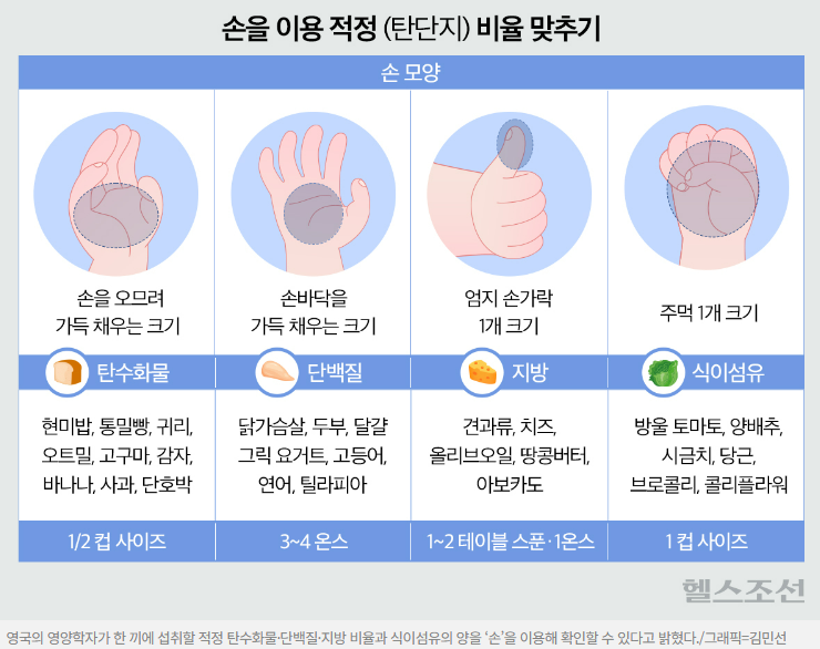 '탄·단·지' 비율, 손으로 쉽게 체크하는 방법! '탄·단·지' 비율, 손으로 쉽게 체크하는 방법!
