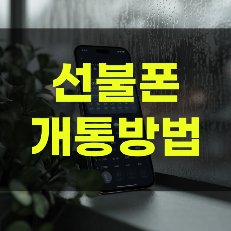  선불폰 셀프 개통방법 2025년 가이드북