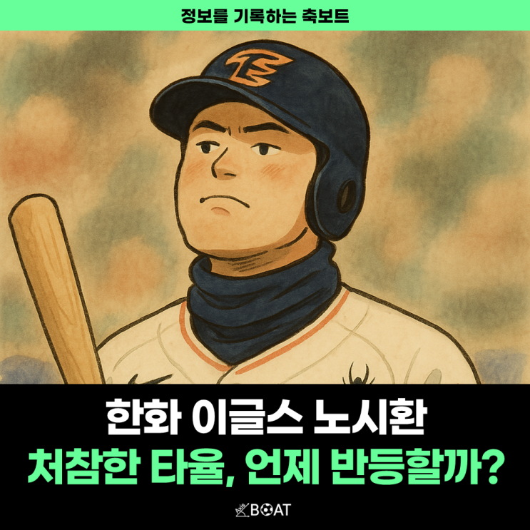  한화 이글스 노시환 처참한 타율 공동 8위 추락..."언제쯤 방망이가 터질까?"