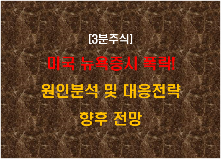 미국 뉴욕증시 폭락! 원인 분석 및 대응 전략 향후 전망