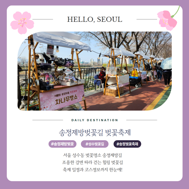 성수동 송정제방길 벚꽃축제 걷기 좋은 서울 벚꽃길 일정 코스정보