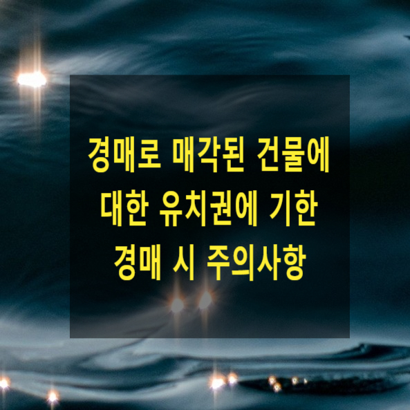  경매로 매각된 건물에 대한 유치권에 기한 경매에 있어서 주의사항(권리신고, 채무자, 상대방, 유치권의 범위)