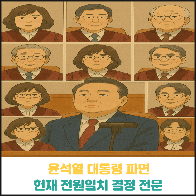 헌법재판소 윤석열 대통령 파면, 전원일치 결정 전문 헌법재판소 윤석열 대통령 파면, 전원일치 결정 전문