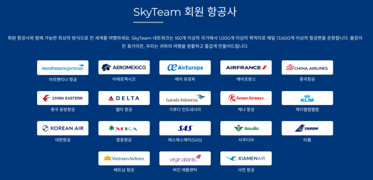  [여행꿀팁] 스카이팀 항공 동맹 회원사 + 대한항공 마일리지 적립