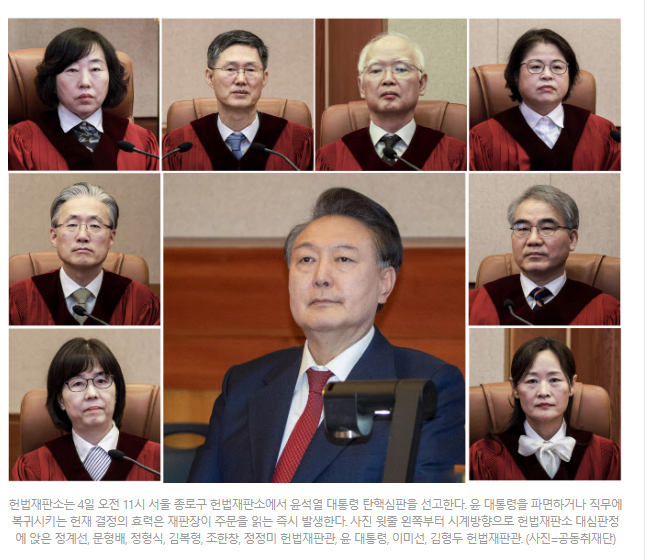  헌재 “윤석열 대통령 탄핵소추 적법…비상계엄 선포 위헌”