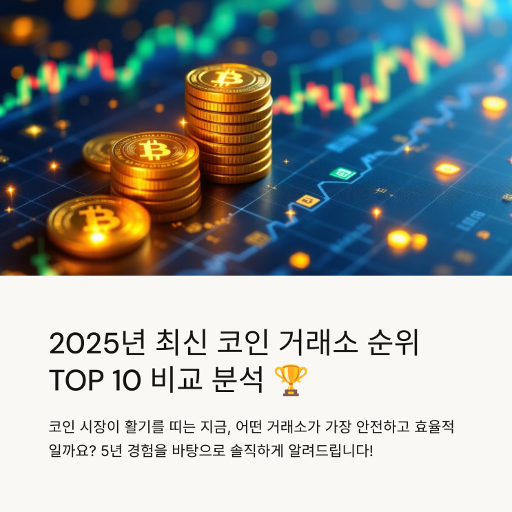  2025년 최신 코인 거래소 순위 TOP 10 비교 분석