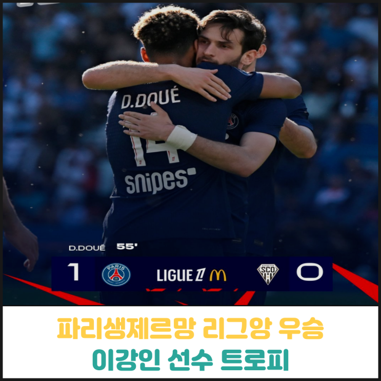 파리생제르망 리그앙 우승 (이강인 선수 우승 트로피 추가) 파리생제르망 리그앙 우승 (이강인 선수 우승 트로피 추가)