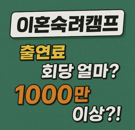  이혼숙려캠프 출연료 회당 얼마? 정말 1000만원 이상일까?