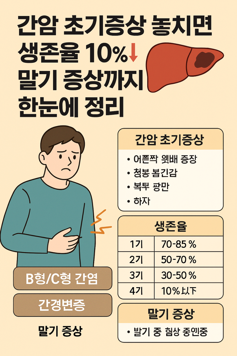 “간암 초기증상 놓치면 생존율 10%↓… 말기 증상까지 한눈에 정리!”
