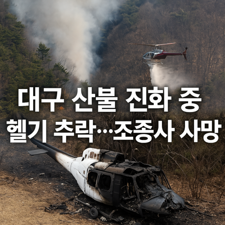 대구 북구 서변동 <b>산불</b> 진화 중 44년 <b>헬기 추락</b>… 조종사 <b>사망</b>... 