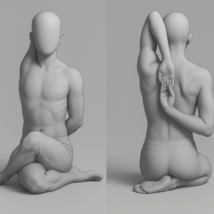  고무카아사나(Gomukhasana, 소머리 자세) 전통자세